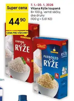 Tesco Vitana Rýže loupaná, 8x 100 g, varné sáčky nabídka