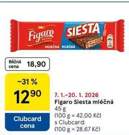 Tesco Figaro Siesta mléčná, 45 g nabídka