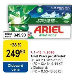 Tesco Ariel Prací prostředek, 26-40 PD, více druhů nabídka