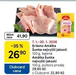 Tesco Krásno Amálka Šunka nejvyšší jakosti, 100 g nabídka