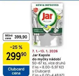Tesco Jar Kapsle do myčky nádobí, 50-67 ks, více druhů nabídka