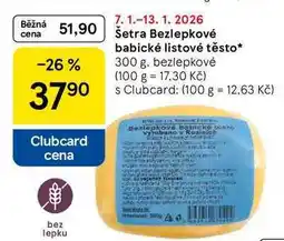 Tesco Šetra Bezlepkové babické listové těsto, 300 g. bezlepkové nabídka