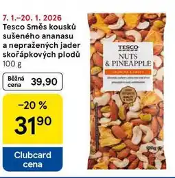 Tesco Tesco Směs kousků sušeného ananasu a nepražených jader skořápkových plodů, 100 g nabídka