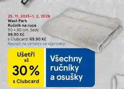 Tesco West Park Ručník na ruce, 50 x 90 cm. šedý nabídka