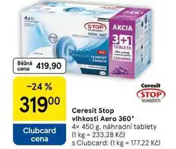 Tesco Ceresit Stop vlhkosti Aero 360°, 4x 450 g, náhradní tablety nabídka