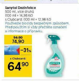 Tesco Sanytol dezinfekce nabídka