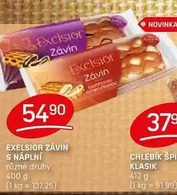 Flop EXELSIOR ZÁVIN S NÁPLNÍ různé druhy 400 g nabídka