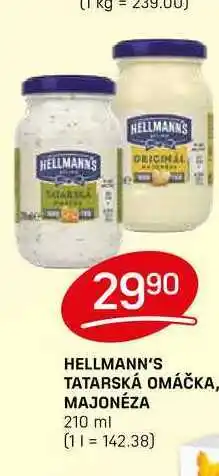 Flop HELLMANN'S TATARSKÁ OMÁČKA, MAJONÉZA 210 ml nabídka