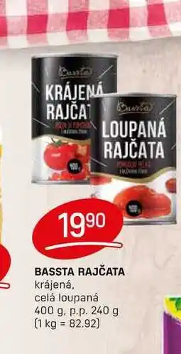Flop BASSTA RAJČATA krájená, celá loupaná 400 g. p.p. 240 g nabídka