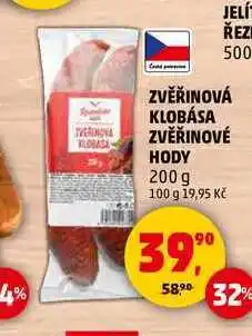 Penny Market ZVĚŘINOVÁ KLOBÁSA ZVĚŘINOVÉ HODY, 200 g nabídka