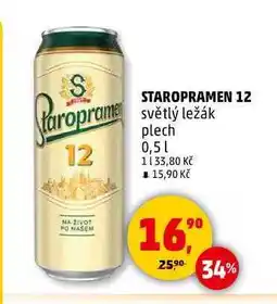 Penny Market STAROPRAMEN 12 světlý ležák plech, 0,5 l nabídka