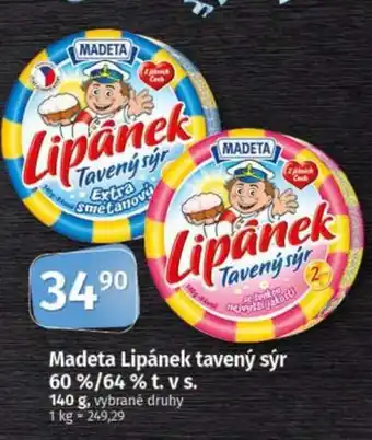 COOP TIP Madeta Lipánek tavený sýr 60 %/64 % t. v s nabídka