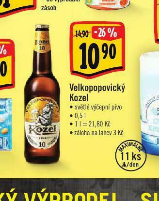 Albert Pivo velkopopovický kozel 10 nabídka