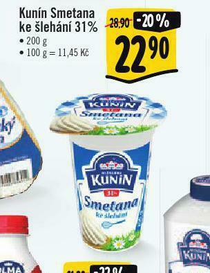 Albert Kunín smetana ke šlehání 31% nabídka