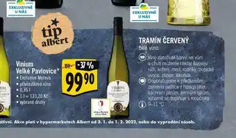 Albert Vinium velké pavlovice tramín červený nabídka