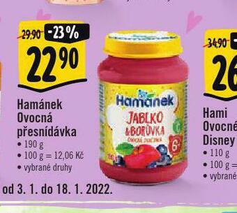 Albert Hamánek ovocná přesnídávka nabídka