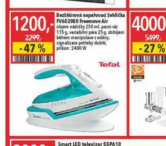 Bezšňůrová napařovací žehlička tefal