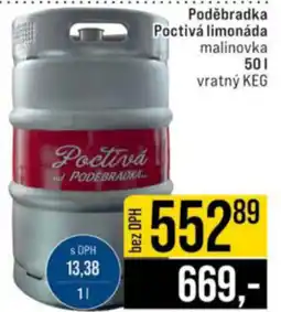 Jip Poděbradka Poctivá limonáda malinovka nabídka