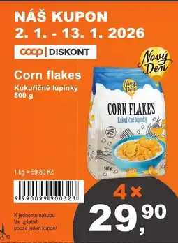 COOP DISKONT Corn flakes Kukuřičné lupínky nabídka