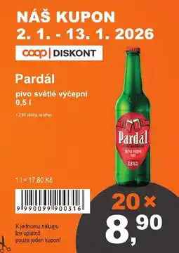 COOP DISKONT Pardál pivo světlé výčepní nabídka