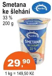 COOP DISKONT Ranko Smetana ke šlehání 33 % nabídka