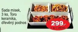 COOP DISKONT Sada misek, 3 ks, Toro keramika, dřevěný podnos nabídka