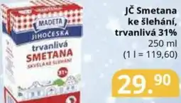 Potraviny CZ Madeta JČ Smetana ke šlehání, trvanlivá 31% nabídka
