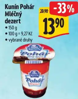 Albert Kunín Pohár Mléčný dezert nabídka