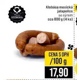 Jip Klobása mexická jalapeños: se sýrem cca 800 g (4 ks) 100g nabídka