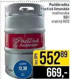 Jip Poděbradka Poctivá limonáda malinovka 50l nabídka