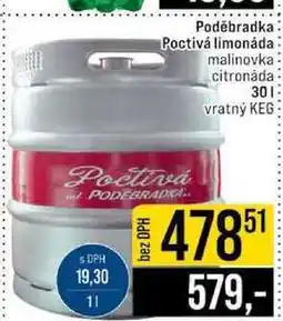 Jip Poděbradka Poctivá limonáda malinovka citronáda 30l nabídka