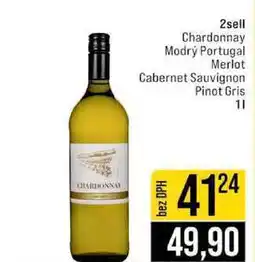 Jip 2sell Chardonnay Modrý Portugal Merlot Cabernet Sauvignon Pinot Gris 1l nabídka