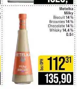 Jip Metelka Milky Biscuit 14 % Brownies 14% Chocolate 14% Whisky 14,4% 0,5l nabídka