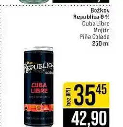 Jip Božkov Republica 6% Cuba Libre Mojito Piña Colada 250 ml nabídka