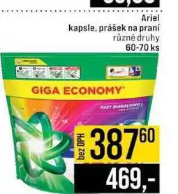 Jip Ariel kapsle, prášek na praní různé druhy 60-70 ks nabídka