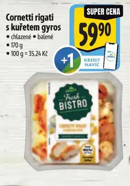 Albert Cornetti rigati s kuřetem gyros nabídka