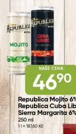 Hruška Republica Mojito 6% Republica Cuba Libre 6% Sierra Margarita 6% nabídka