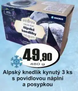 Adam Alpský knedlík kynutý 3 ks s povidlovou náplní a posypkou nabídka