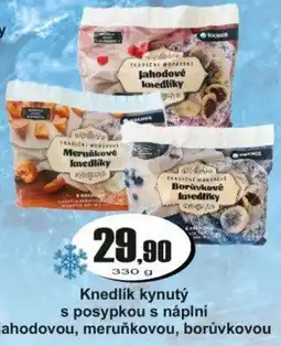 Adam Knedlík kynutý s posypkou s náplní jahodovou, meruňkovou, borůvkovou nabídka