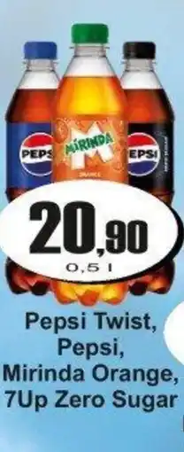 Adam Pepsi Twist, Pepsi, Mirinda Orange, 7Up Zero Sugar nabídka