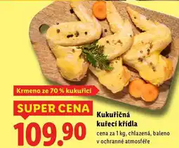 Lidl Kukuřičná kuřecí křídla, cena za 1 kg nabídka