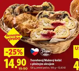Lidl Tvarohový/Makový koláč s plněným okrajem, 120 g nabídka