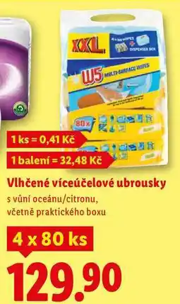Lidl Vlhčené víceúčelové ubrousky, 4x 80 ks nabídka