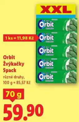 Lidl Orbit Žvýkačky 5pack, 70 g nabídka