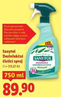 Lidl Sanytol Dezinfekční čisticí sprej, 750 ml nabídka
