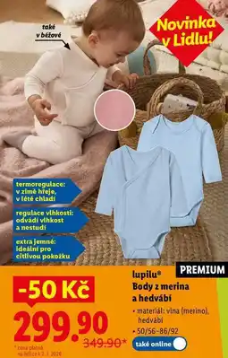 Lidl lupilu Body z merina a hedvábí nabídka
