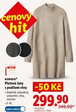 Lidl esmara Pletené šaty spodílem vlny nabídka