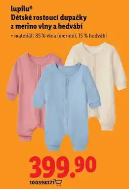 Lidl lupilu Dětské rostoucí dupačky z merino vlny a hedvábí nabídka