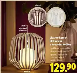 Lidl Livarno home LED svíčka v kovovém košíku nabídka