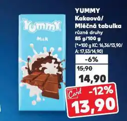 Kaufland Yummy mléčná tabulka nabídka